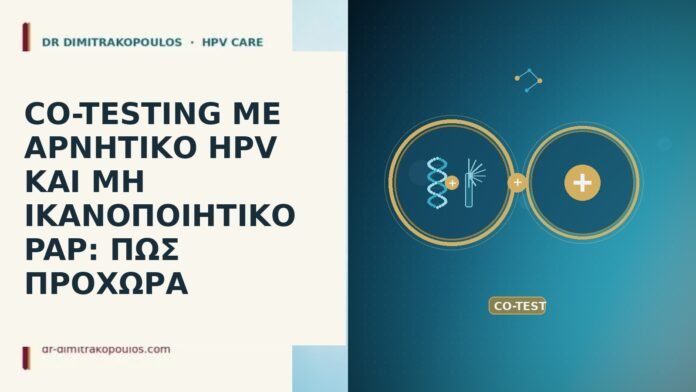CO-TESTING ΜΕ ΑΡΝΗΤΙΚΟ HPV ΚΑΙ ΜΗ ΙΚΑΝΟΠΟΙΗΤΙΚΟ PAP: ΠΩΣ ΠΡΟΧΩΡΑ CO-TESTING ΜΕ ΑΡΝΗΤΙΚΟ HPV ΚΑΙ ΜΗ ΙΚΑΝΟΠΟΙΗΤΙΚΟ PAP: ΠΩΣ ΠΡΟΧΩΡΑ