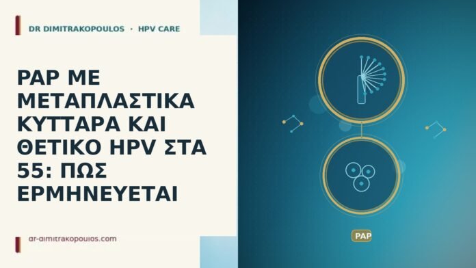 PAP ΜΕ ΜΕΤΑΠΛΑΣΤΙΚΑ ΚΥΤΤΑΡΑ ΚΑΙ ΘΕΤΙΚΟ HPV ΣΤΑ 55: ΠΩΣ ΕΡΜΗΝΕΥΕΤΑΙ PAP ΜΕ ΜΕΤΑΠΛΑΣΤΙΚΑ ΚΥΤΤΑΡΑ ΚΑΙ ΘΕΤΙΚΟ HPV ΣΤΑ 55: ΠΩΣ