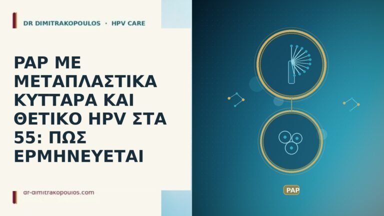 PAP ΜΕ ΜΕΤΑΠΛΑΣΤΙΚΑ ΚΥΤΤΑΡΑ ΚΑΙ ΘΕΤΙΚΟ HPV ΣΤΑ 55: ΠΩΣ