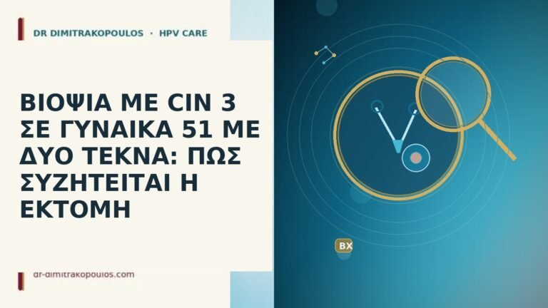 ΒΙΟΨΙΑ ΜΕ CIN 3 ΣΕ ΓΥΝΑΙΚΑ 51 ΜΕ ΔΥΟ ΤΕΚΝΑ: