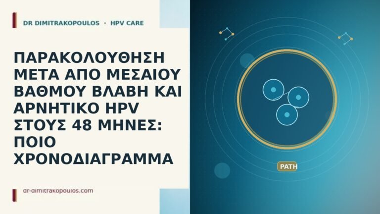 ΠΑΡΑΚΟΛΟΥΘΗΣΗ ΜΕΤΑ ΑΠΟ ΜΕΣΑΙΟΥ ΒΑΘΜΟΥ ΒΛΑΒΗ ΚΑΙ ΑΡΝΗΤΙΚΟ HPV ΣΤΟΥΣ
