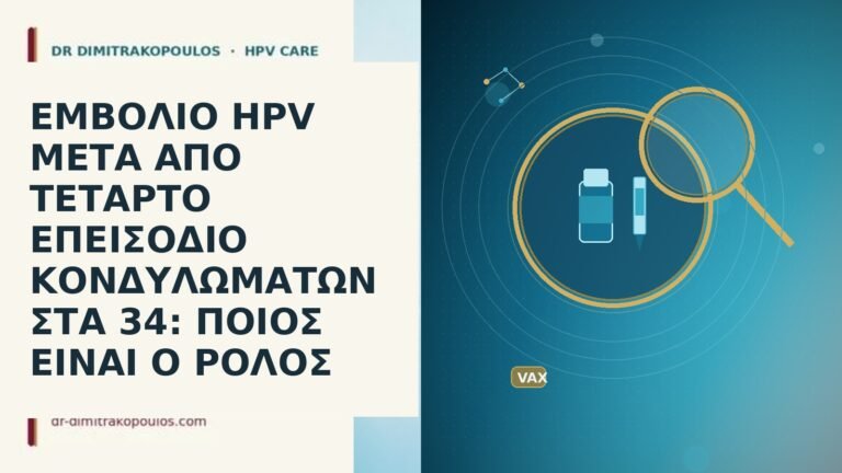 ΕΜΒΟΛΙΟ HPV ΜΕΤΑ ΑΠΟ ΤΕΤΑΡΤΟ ΕΠΕΙΣΟΔΙΟ ΚΟΝΔΥΛΩΜΑΤΩΝ ΣΤΑ 34: ΠΟΙΟΣ