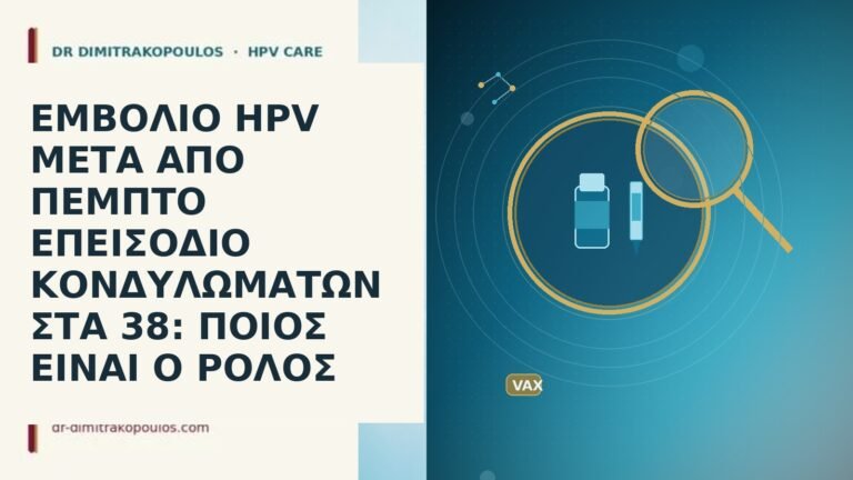 ΕΜΒΟΛΙΟ HPV ΜΕΤΑ ΑΠΟ ΠΕΜΠΤΟ ΕΠΕΙΣΟΔΙΟ ΚΟΝΔΥΛΩΜΑΤΩΝ ΣΤΑ 38: ΠΟΙΟΣ