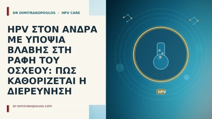 HPV ΣΤΟΝ ΑΝΔΡΑ ΜΕ ΥΠΟΨΙΑ ΒΛΑΒΗΣ ΣΤΗ ΡΑΦΗ ΤΟΥ ΟΣΧΕΟΥ: ΠΩΣ ΚΑΘΟΡΙΖΕΤΑΙ Η ΔΙΕΡΕΥΝΗΣΗ HPV ΣΤΟΝ ΑΝΔΡΑ ΜΕ ΥΠΟΨΙΑ ΒΛΑΒΗΣ ΣΤΗ ΡΑΦΗ ΤΟΥ ΟΣΧΕΟΥ: