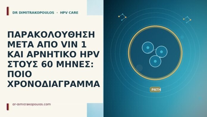 ΠΑΡΑΚΟΛΟΥΘΗΣΗ ΜΕΤΑ ΑΠΟ VIN 1 ΚΑΙ ΑΡΝΗΤΙΚΟ HPV ΣΤΟΥΣ 60 ΜΗΝΕΣ: ΠΟΙΟ ΧΡΟΝΟΔΙΑΓΡΑΜΜΑ ΠΑΡΑΚΟΛΟΥΘΗΣΗ ΜΕΤΑ ΑΠΟ VIN 1 ΚΑΙ ΑΡΝΗΤΙΚΟ HPV ΣΤΟΥΣ 60
