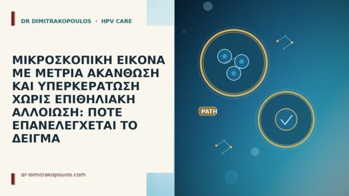 ΜΙΚΡΟΣΚΟΠΙΚΗ ΕΙΚΟΝΑ ΜΕ ΜΕΤΡΙΑ ΑΚΑΝΘΩΣΗ ΚΑΙ ΥΠΕΡΚΕΡΑΤΩΣΗ ΧΩΡΙΣ ΕΠΙΘΗΛΙΑΚΗ ΑΛΛΟΙΩΣΗ: ΠΟΤΕ ΕΠΑΝΕΛΕΓΧΕΤΑΙ ΤΟ ΔΕΙΓΜΑ ΜΙΚΡΟΣΚΟΠΙΚΗ ΕΙΚΟΝΑ ΜΕ ΜΕΤΡΙΑ ΑΚΑΝΘΩΣΗ ΚΑΙ ΥΠΕΡΚΕΡΑΤΩΣΗ ΧΩΡΙΣ ΕΠΙΘΗΛΙΑΚΗ ΑΛΛΟΙΩΣΗ: