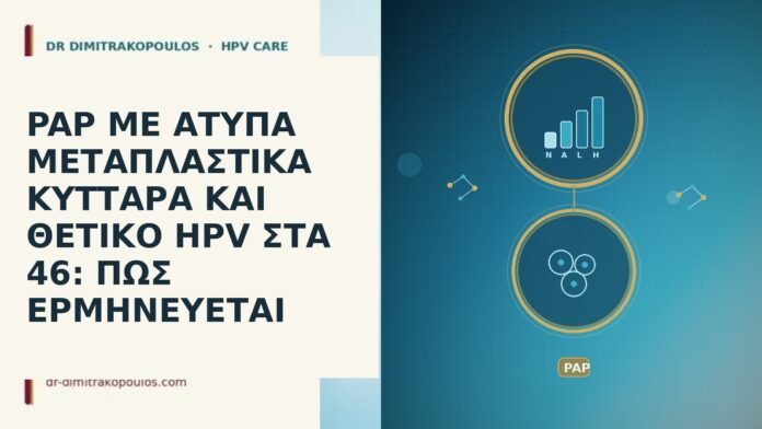 PAP ΜΕ ΑΤΥΠΑ ΜΕΤΑΠΛΑΣΤΙΚΑ ΚΥΤΤΑΡΑ ΚΑΙ ΘΕΤΙΚΟ HPV ΣΤΑ 46: ΠΩΣ ΕΡΜΗΝΕΥΕΤΑΙ PAP ΜΕ ΑΤΥΠΑ ΜΕΤΑΠΛΑΣΤΙΚΑ ΚΥΤΤΑΡΑ ΚΑΙ ΘΕΤΙΚΟ HPV ΣΤΑ 46: