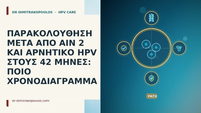 ΠΑΡΑΚΟΛΟΥΘΗΣΗ ΜΕΤΑ ΑΠΟ AIN 2 ΚΑΙ ΑΡΝΗΤΙΚΟ HPV ΣΤΟΥΣ 42 ΜΗΝΕΣ: ΠΟΙΟ ΧΡΟΝΟΔΙΑΓΡΑΜΜΑ ΠΑΡΑΚΟΛΟΥΘΗΣΗ ΜΕΤΑ ΑΠΟ AIN 2 ΚΑΙ ΑΡΝΗΤΙΚΟ HPV ΣΤΟΥΣ 42