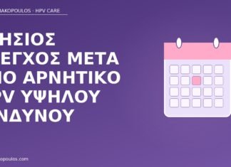 Ετήσιος έλεγχος μετά από αρνητικό HPV υψηλού κινδύνου ετήσιος έλεγχος αρνητικό HPV