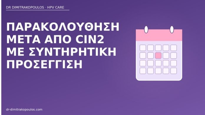 Παρακολούθηση μετά από CIN2 με συντηρητική προσέγγιση παρακολούθηση CIN2 συντηρητική