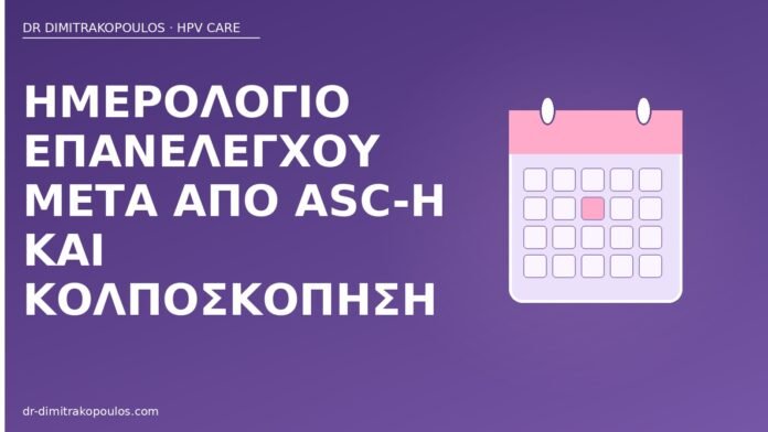 Ημερολόγιο επανελέγχου μετά από ASC-H και κολποσκόπηση ημερολόγιο επανελέγχου ASC-H