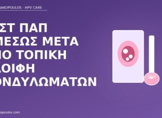 Τεστ Παπ αμέσως μετά από τοπική αλοιφή κονδυλωμάτων Παπ μετά αλοιφή κονδυλωμάτων