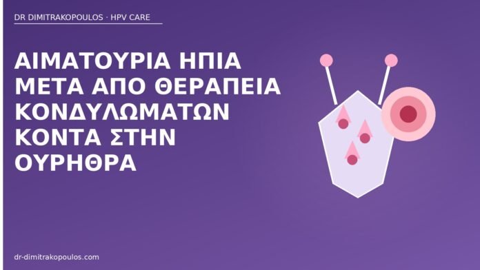 Αιματουρία ήπια μετά από θεραπεία κονδυλωμάτων κοντά στην ουρήθρα αιματουρία θεραπεία κονδυλωμάτων ουρήθρα
