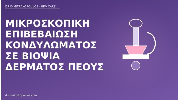Μικροσκοπική επιβεβαίωση κονδυλώματος σε βιοψία δέρματος πέους μικροσκοπική επιβεβαίωση κονδύλωμα πέος
