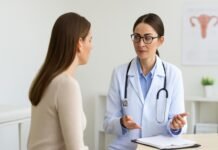 Ενδομητρίωση και υπογονιμότητα: πότε χρειάζεται διερεύνηση; Γυναικολόγος και ασθενής κατά τη διάρκεια συμβουλευτικής για ενδομητρίωση και υπογονιμότητα σε κλινικό χώρο