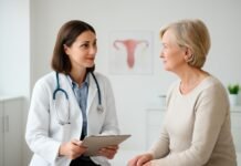 Γυναικολόγος συμβουλεύει γυναίκα στην κλινική