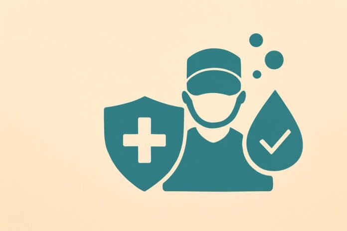 Μύθος ή αλήθεια: μεταδίδεται ο HPV από το κάθισμα δημόσιας τουαλέτας; Ιατρικό σχέδιο που απεικονίζει δημόσια τουαλέτα και υγιεινή, αντιπροσωπεύοντας την ασφαλή μετάδοση HPV