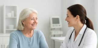 Γυναικολόγος συζητά με ασθενή σε φιλικό ιατρικό περιβάλλον