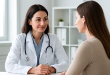Τραχηλίτιδα: ποια συμπτώματα χρειάζονται καλλιέργεια ή μοριακό έλεγχο; Γυναικολόγος στη Γλυφάδα εξετάζει γυναίκα με επαγγελματισμό για τραχηλίτιδα και ανάγκη καλλιέργειας ή μοριακού ελέγχου.