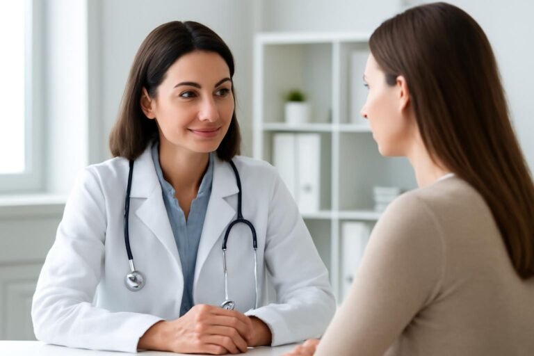 Γυναικολόγος στη Γλυφάδα εξετάζει γυναίκα με επαγγελματισμό για τραχηλίτιδα και ανάγκη καλλιέργειας ή μοριακού ελέγχου.