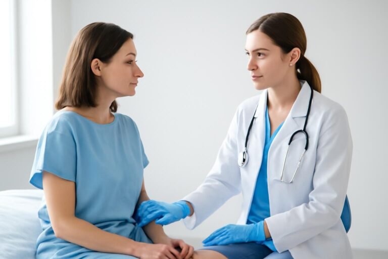 Εξέταση γυναικολόγου σε ιατρείο με επιστημονική ατμόσφαιρα