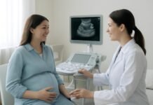 Υποχοριακό αιμάτωμα που εμφανίζεται σε υπερηχογράφημα εγκυμοσύνης με παρακολούθηση από γυναικολόγο στη Γλυφάδα