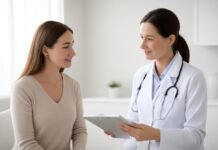 Υστεροσκόπηση για ανώμαλη αιμορραγία: πότε μπορεί να χρειαστεί; Ιατρικός χώρος με γυναικολόγο και ασθενή σε συζήτηση για υστεροσκόπηση