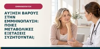 Αύξηση βάρους στην εμμηνόπαυση: ποιες μεταβολικές εξετάσεις συζητούνται;