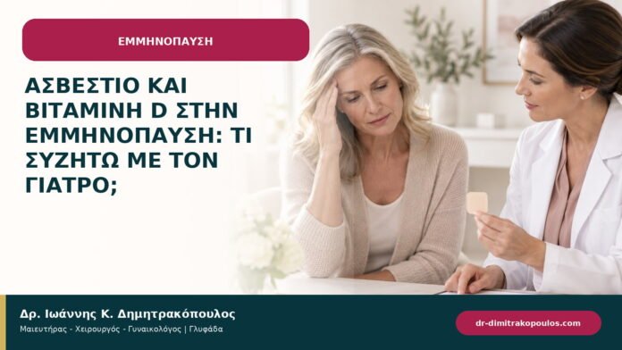 Ασβέστιο και βιταμίνη D στην εμμηνόπαυση: τι συζητώ με τον γιατρό; Ασβέστιο και βιταμίνη D στην εμμηνόπαυση: τι συζητώ με τον γιατρό;