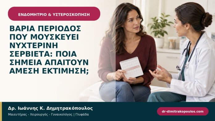 Βαριά περίοδος που μουσκεύει νυχτερινή σερβιέτα: ποια σημεία απαιτούν άμεση εκτίμηση; Βαριά περίοδος που μουσκεύει νυχτερινή σερβιέτα: ποια σημεία απαιτούν άμεση εκτίμηση;