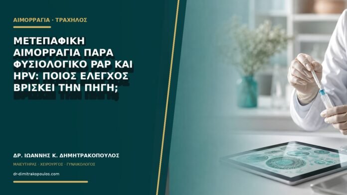 Μετεπαφική αιμορραγία παρά φυσιολογικό Pap και HPV: ποιος έλεγχος βρίσκει την πηγή;