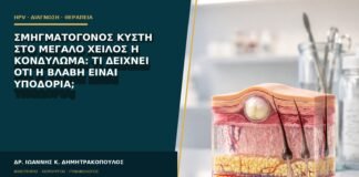 Σμηγματογόνος κύστη στο μεγάλο χείλος ή κονδύλωμα: τι δείχνει ότι η βλάβη είναι υποδόρια;