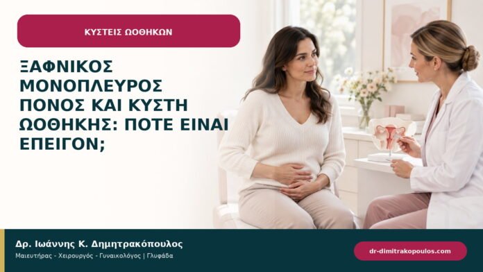 Ξαφνικός μονόπλευρος πόνος και κύστη ωοθήκης: πότε είναι επείγον; Ξαφνικός μονόπλευρος πόνος και κύστη ωοθήκης: πότε είναι επείγον;