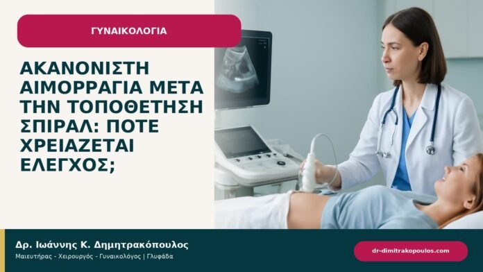 Ακανόνιστη αιμορραγία μετά την τοποθέτηση σπιράλ: πότε χρειάζεται έλεγχος; - ενημερωτικό cover του Δρ. Ιωάννη Κ. Δημητρακόπουλου