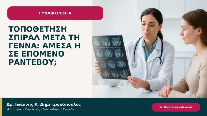 Τοποθέτηση σπιράλ μετά τη γέννα: άμεσα ή σε επόμενο ραντεβού; - ενημερωτικό cover του Δρ. Ιωάννη Κ. Δημητρακόπουλου