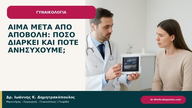 Αίμα μετά από αποβολή: πόσο διαρκεί και πότε ανησυχούμε; - ενημερωτικό cover του Δρ. Ιωάννη Κ. Δημητρακόπουλου