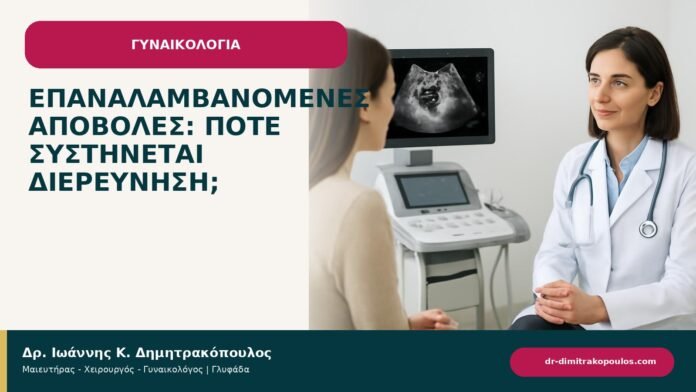 Επαναλαμβανόμενες αποβολές: πότε συστήνεται διερεύνηση; Επαναλαμβανόμενες αποβολές: πότε συστήνεται διερεύνηση; - ενημερωτικό cover του Δρ. Ιωάννη Κ. Δημητρακόπουλου