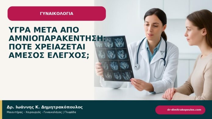 Υγρά μετά από αμνιοπαρακέντηση: πότε χρειάζεται άμεσος έλεγχος; - ενημερωτικό cover του Δρ. Ιωάννη Κ. Δημητρακόπουλου