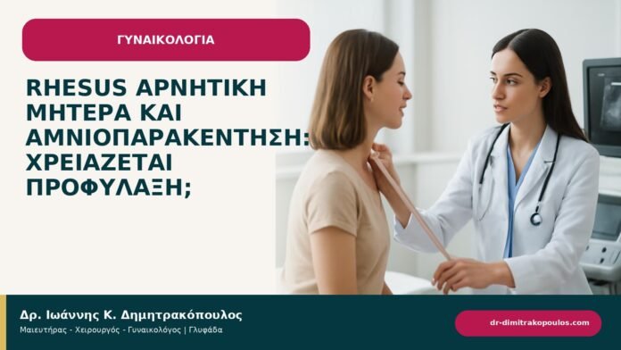 Rhesus αρνητική μητέρα και αμνιοπαρακέντηση: χρειάζεται προφύλαξη; Rhesus αρνητική μητέρα και αμνιοπαρακέντηση: χρειάζεται προφύλαξη; - ενημερωτικό cover του Δρ. Ιωάννη Κ. Δημητρακόπουλου