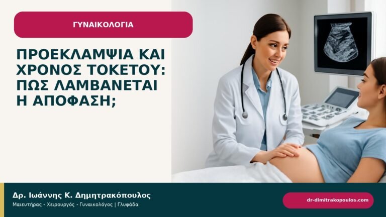 Προεκλαμψία και χρόνος τοκετού: πώς λαμβάνεται η απόφαση; - ενημερωτικό cover του Δρ. Ιωάννη Κ. Δημητρακόπουλου