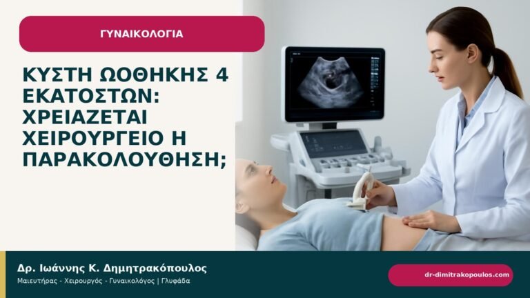 Κύστη ωοθήκης 4 εκατοστών: χρειάζεται χειρουργείο ή παρακολούθηση; - ενημερωτικό cover του Δρ. Ιωάννη Κ. Δημητρακόπουλου