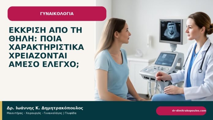 Έκκριση από τη θηλή: ποια χαρακτηριστικά χρειάζονται άμεσο έλεγχο; - ενημερωτικό cover του Δρ. Ιωάννη Κ. Δημητρακόπουλου