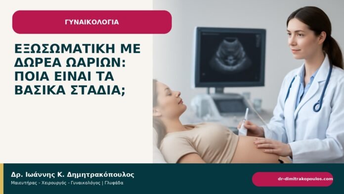 Εξωσωματική με δωρεά ωαρίων: ποια είναι τα βασικά στάδια; Εξωσωματική με δωρεά ωαρίων: ποια είναι τα βασικά στάδια; - ενημερωτικό cover του Δρ. Ιωάννη Κ. Δημητρακόπουλου