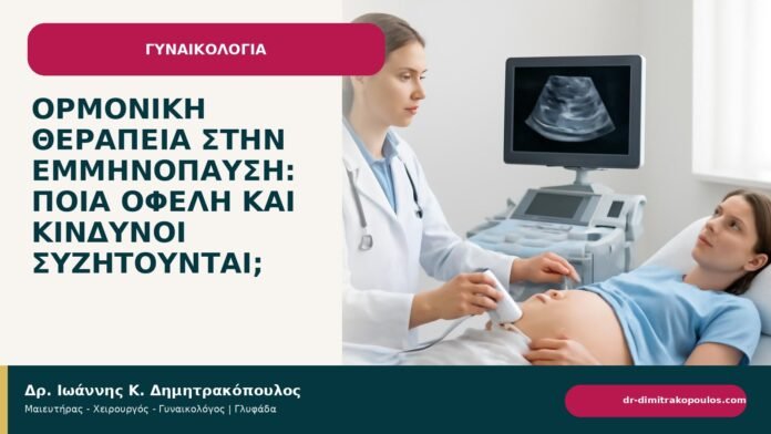 Ορμονική θεραπεία στην εμμηνόπαυση: ποια οφέλη και κίνδυνοι συζητούνται; Ορμονική θεραπεία στην εμμηνόπαυση: ποια οφέλη και κίνδυνοι συζητούνται; - ενημερωτικό cover του Δρ. Ιωάννη Κ. Δημητρακόπουλου