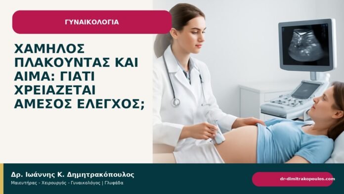 Χαμηλός πλακούντας και αίμα: γιατί χρειάζεται άμεσος έλεγχος; Χαμηλός πλακούντας και αίμα: γιατί χρειάζεται άμεσος έλεγχος; - ενημερωτικό cover του Δρ. Ιωάννη Κ. Δημητρακόπουλου