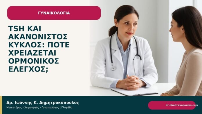 TSH και ακανόνιστος κύκλος: πότε χρειάζεται ορμονικός έλεγχος; TSH και ακανόνιστος κύκλος: πότε χρειάζεται ορμονικός έλεγχος; - Δρ. Ιωάννης Κ. Δημητρακόπουλος