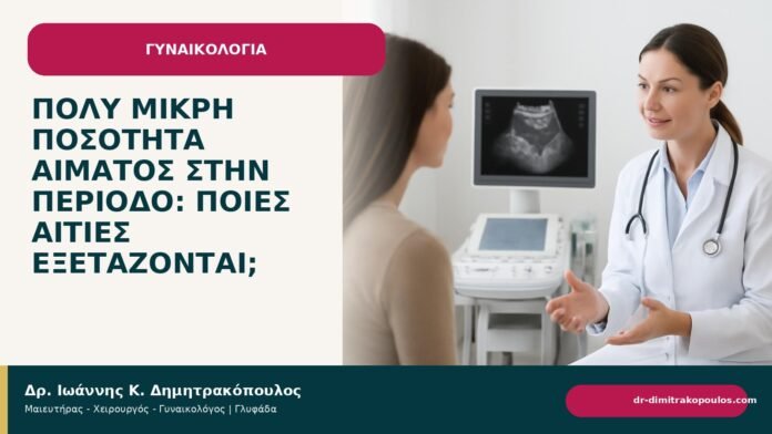 Πολύ μικρή ποσότητα αίματος στην περίοδο: ποιες αιτίες εξετάζονται; - Δρ. Ιωάννης Κ. Δημητρακόπουλος