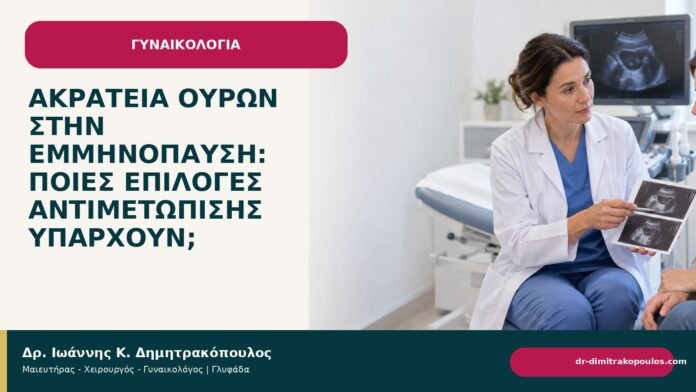Ακράτεια ούρων στην εμμηνόπαυση: ποιες επιλογές αντιμετώπισης υπάρχουν; - Δρ. Ιωάννης Κ. Δημητρακόπουλος