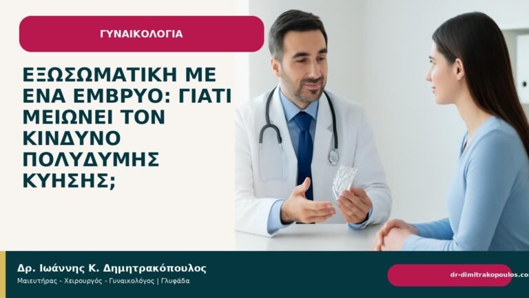 Εξωσωματική με ένα έμβρυο: γιατί μειώνει τον κίνδυνο πολύδυμης κύησης; - Δρ. Ιωάννης Κ. Δημητρακόπουλος