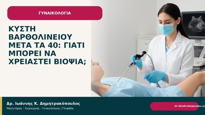 Κύστη Βαρθολινείου μετά τα 40: γιατί μπορεί να χρειαστεί βιοψία; Κύστη Βαρθολινείου μετά τα 40: γιατί μπορεί να χρειαστεί βιοψία; - Δρ. Ιωάννης Κ. Δημητρακόπουλος